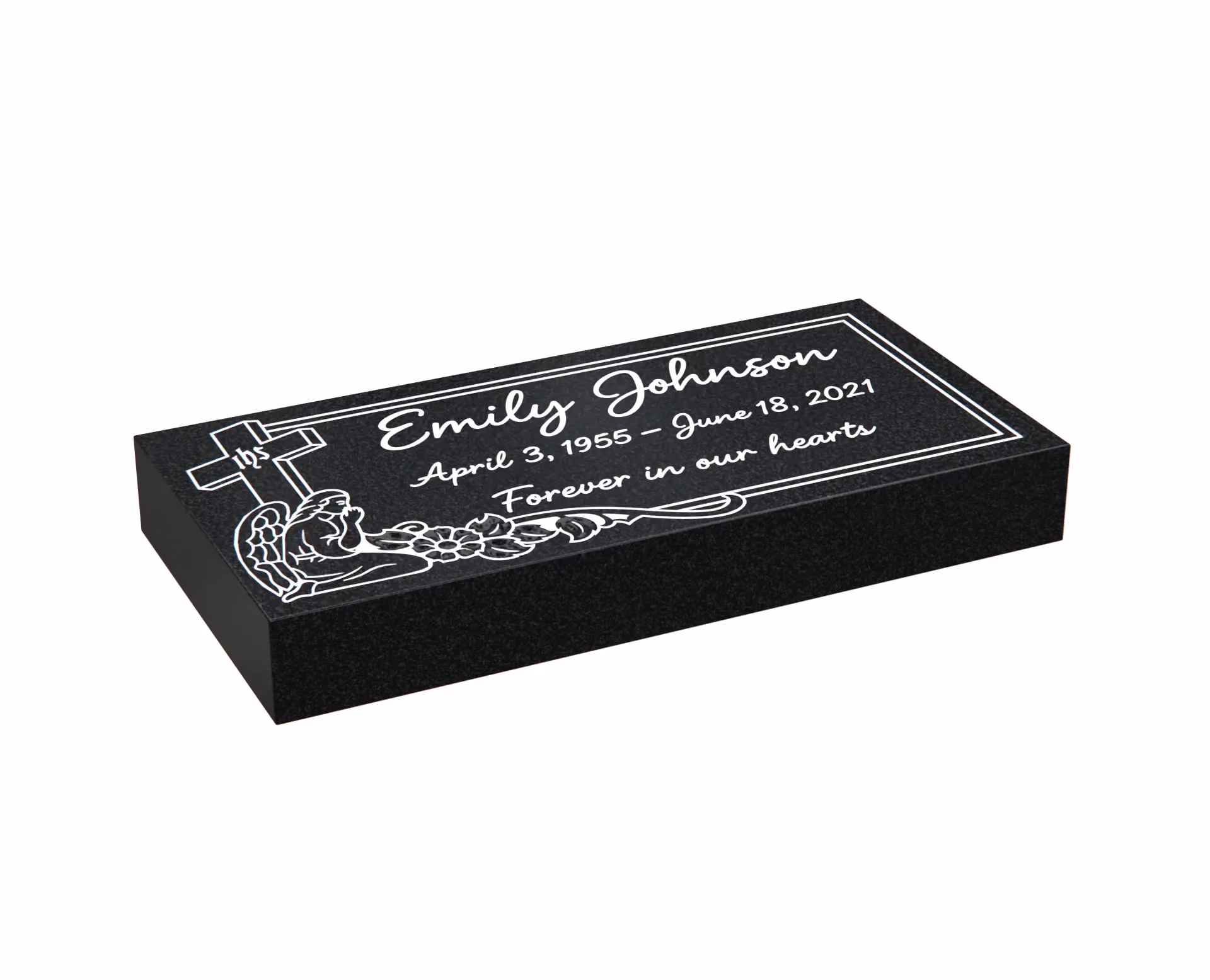 Affordable Flat Cemetery Marker with Sleeping Angel Design